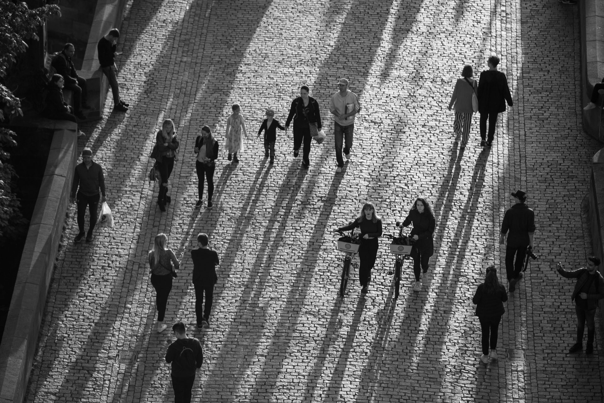ABM without a big list — aerial view of people walking, representing targeted audience selection